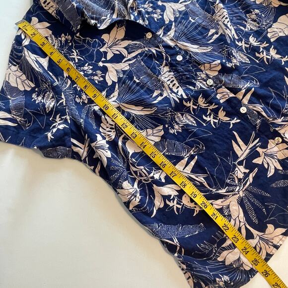Panama Jack Tropical Floral Button Shirt Womens Size 1X Blue Linen Blend Top - Picture 9 of 9
